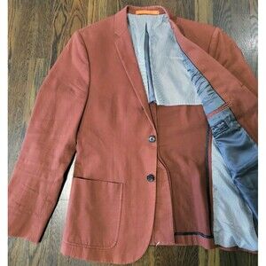 Dockers Khakis Sport Coat Jacket Men's 38R Dark Rust 100% Cotton Blazer Lined